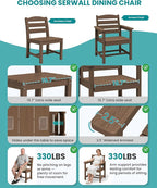 SERWALL Patio Dining Set with 15FT Double Side Umbrella, Outdoor Dining Sets - Image 7