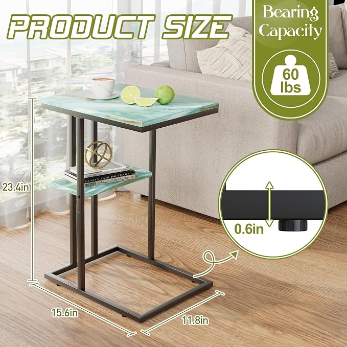C Shaped End Side Table, Couch Sofa Table - Image 2