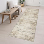 3x10 Washable Runner Rug：Modern Abstract Soft Carpet Beige Brown | - Image 3