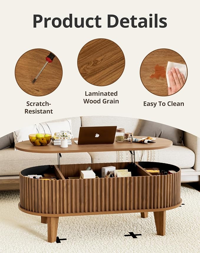 Oval Lift Top Coffee Table - Image 3