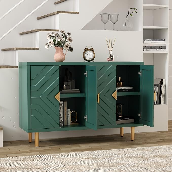 HLR 48" Accent Cabinet with 4 Doors and Shelves, Modern Sideboard Buffet - Image 5