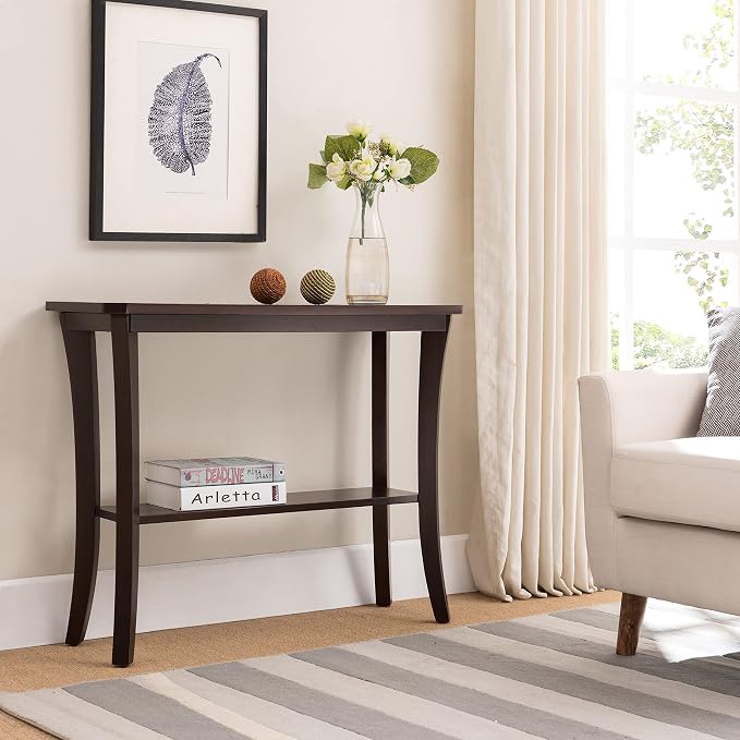 Leick Home Boa Console Table, Solid Wood, Bottom Display Shelf, Narrow Depth - Image 10