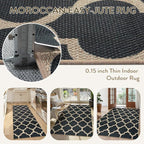 Lahome Moroccan Outdoor Rug 5x7, Easy Jute Black Washable Rugs - Image 5