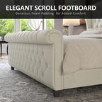 AMERLIFE King Size Platform Bed Frame, Chenille Upholstered Sleigh Bed - Image 5