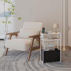 Leomonio White Side Table with Charging Station, Slim End Tables with Fabric - Image 3