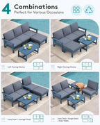 SERWALL Outdoor Sectional Sofa Set, 5-piece Outdoor Modula Couch Set - Image 5