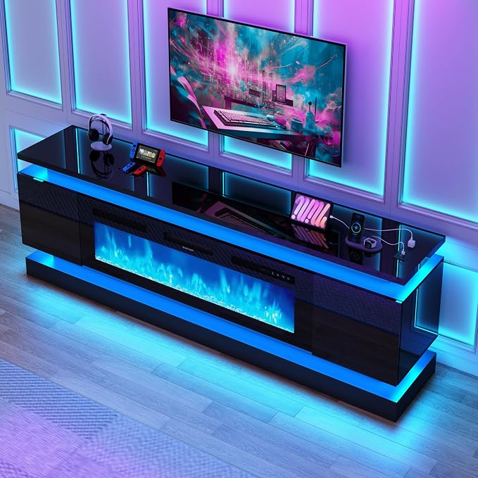 chartustriable 81IN LED TV Stands w/50 inch Fireplace Power Outlet - Image 9