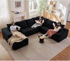 Cloud Sectional Couch with L-Shape Chaise, Upholstered Corduroy Couches - Image 3