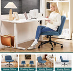 OLIXIS Criss Cross Chair with Wheels Wide Cross Legged Office Desk Vanity Chair - Image 8