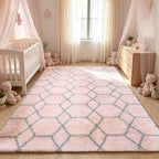 Area Rugs for Girl Bedroom Living Room, 4x6 Fluffy Pink and Grey Modern Rug | - Image 8