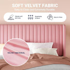 Allewie King Size Velvet Bed Frame/Vertical Channel Tufted Wingback - Image 6