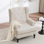 Accent Chair Set of 2, Mid Century Modern Fabric Wingback Chair, Upholstered - Image 3
