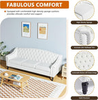 LEVNARY Mid-Century Modern Velvet Sofa, Chesterfield Couch Sleeper Settee - Image 3