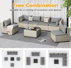 UDPATIO Outdoor Patio Furniture Set, 7-Piece PE Wicker Sectional Sofa - Image 5