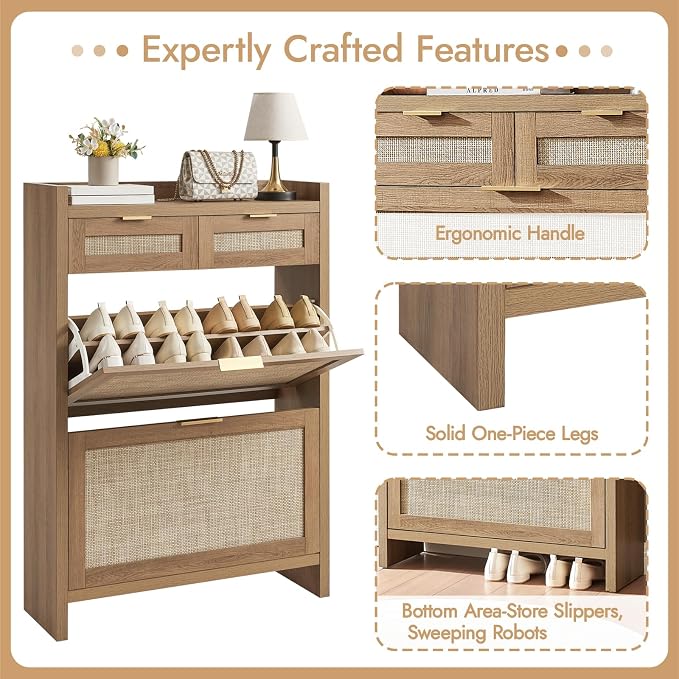 HOKYHOKY Rattan Shoe Storage Cabinet - Image 7