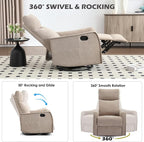 Trustyue Swivel Rocker Recliner Chair, 360° Swivel Recliner - Image 8