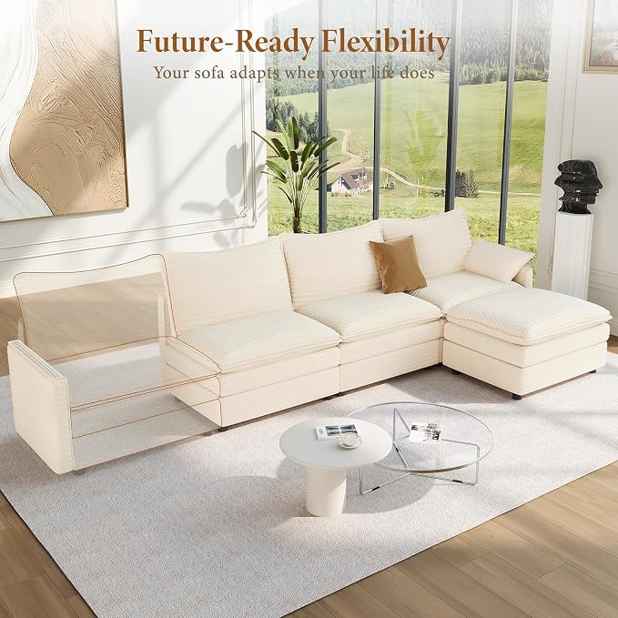 Vesgantti 108" Cloud Couch for Living Room, Deep Seat Sectional Modular Sofa - Image 8