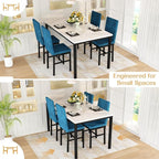 Recaceik Dining Table Set for 4, Modern 5 Piece Dining Table Set Faux Marble - Image 8