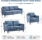 Kingfun Living Room Furniture Sets, 3 Seater Couch, Armchair and Loveseat - Image 2