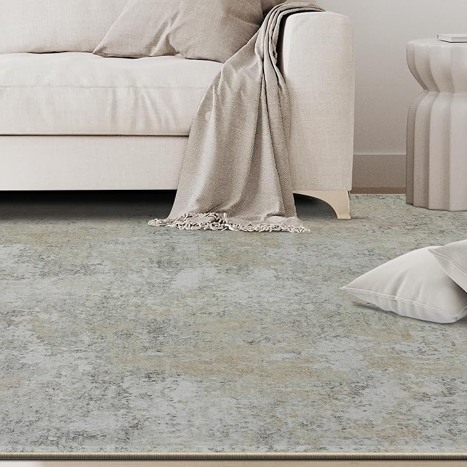 6x9 Area Rugs for Living Room Washable Bedroom Dining Room Beige Grey | Modern - Image 9