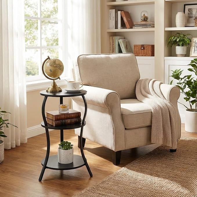 Vintage Small Round Side Table, 3-Tier Slim Waist Circular End Table - Image 6