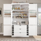 VilroCaz 80.1'' Tall Freestanding Kitchen Pantry Storage Cabinet Cupboard - Image 3
