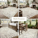 8x10 Washable Area Rugs for Living Room, Dining Room- Morocco Beige | Boho - Image 5