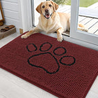 OLANLY Dog Door Mat for Muddy Paws 36x24, Paw Print Design Chenille Mud Mat | by OLANLY