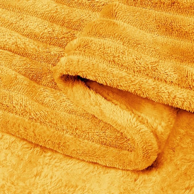 BEDELITE 3D Ribbed Mustard Yellow King Size Blankets - Image 5