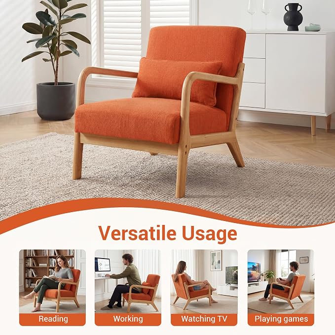 Mid Century Accent Chair, Comfy Arm Chair - Image 7