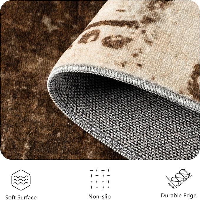 6x6 Area Rugs - Modern Abstract Washable Rug, Ultra Soft Non Slip Low Pile - Image 5