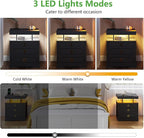 HNEBC Night Stand Set 2 with Gun Drawers, Farmhouse Nightstand with Charging - Image 5