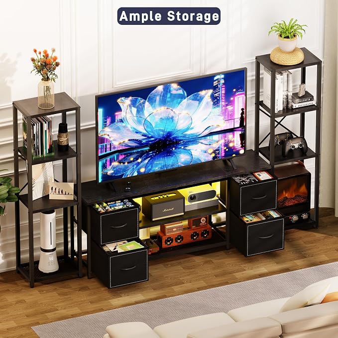 Yenlure LED TV Stand Bookshelf Combo - Image 7
