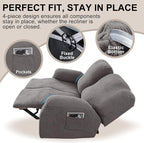 Recliner Loveseat Covers, 4-Piece Stretch Geometric Strokes Jacquard Reclining - Image 4