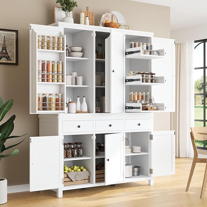 74.8''H High Freestanding Kitchen Pantry, Wooden Kitchen Organizers Cupboard by VilroCaz