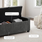GRAINELL Storage Ottoman Bench, Upholstered Tufted Bedroom Bench - Image 5