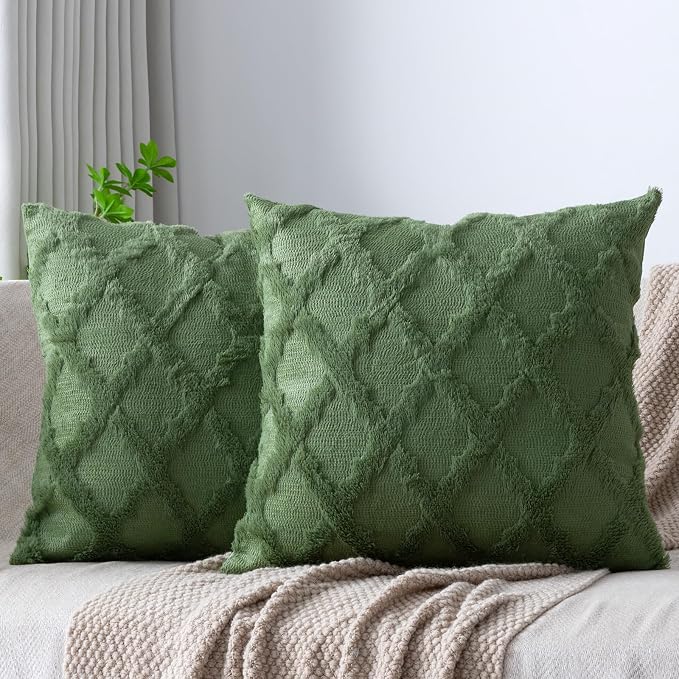 Set of 2 Soft Moroccan Throw Pillow Covers 24x24 Inch Plush Boho Decorative by Cozoomy
