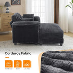 VINGLI 56" Oversized Chaise Lounge Chair, Dark Grey Comfy Corduroy Chaise Sofa - Image 8