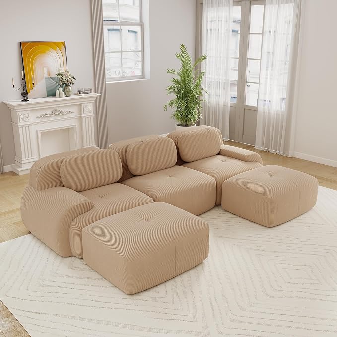 Boneless Sectional Couch, No Assembly Required, 117.3” U Shaped Modular Cloud by ModonChicSofasCouches