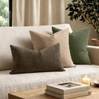MIULEE Chocolate Brown Chenille Couch Lumbar Throw Pillow Covers, 12x20 | Set - Image 2