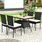 Tangkula 5 Piece Wicker Patio Dining Set, Outdoor Rattan Table & Chairs Set - Image 4