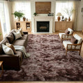 8x10 Extra Large Tie-Dyed Brown Fluffy Area Rug Non-Slip by ModernHomeDecor