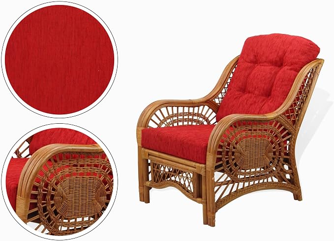 Malibu Lounge Set of 4: 2 Natural Rattan Wicker Chairs, Three-Seater Sofa - Image 4