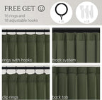 Topfinel Olive Green Linen Semi Sheer Curtains 96 Inches Long, Spring Boho - Image 2