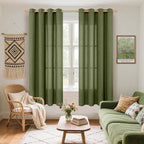 YoungsTex Olive Green Linen Curtains 63 Inch Length - Image 2