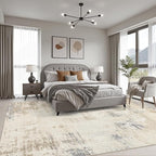 9x12 Area Rug Living Room: Modern Washable Soft Carpet Beige Brown | - Image 3