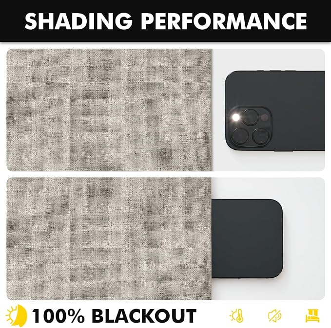 MIULEE 100% Blackout Linen Curtains 42 x 84 Inch Pebble Taupe 2 Panels | - Image 7