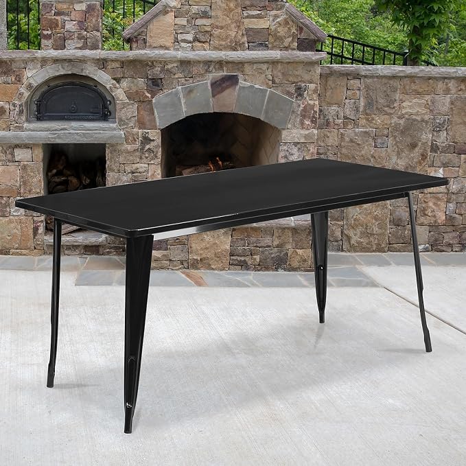 Flash Furniture Charis Commercial Grade 31.5" x 63" Rectangular Black Metal - Image 2