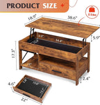 WLIVE Lift Top Coffee Table, Hidden Compartment, Wooden Lift Tabletop Center - Image 6