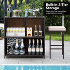 Tangkula 3 Piece Patio Bar Set, Outdoor Rattan Bar Table and 2 Stools - Image 5